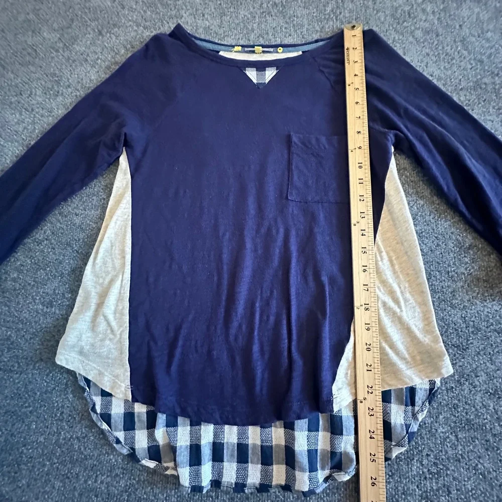 Anthropologie‎ Little Yellow Button Top High Low Hem Long Sleeve Boho Blouse